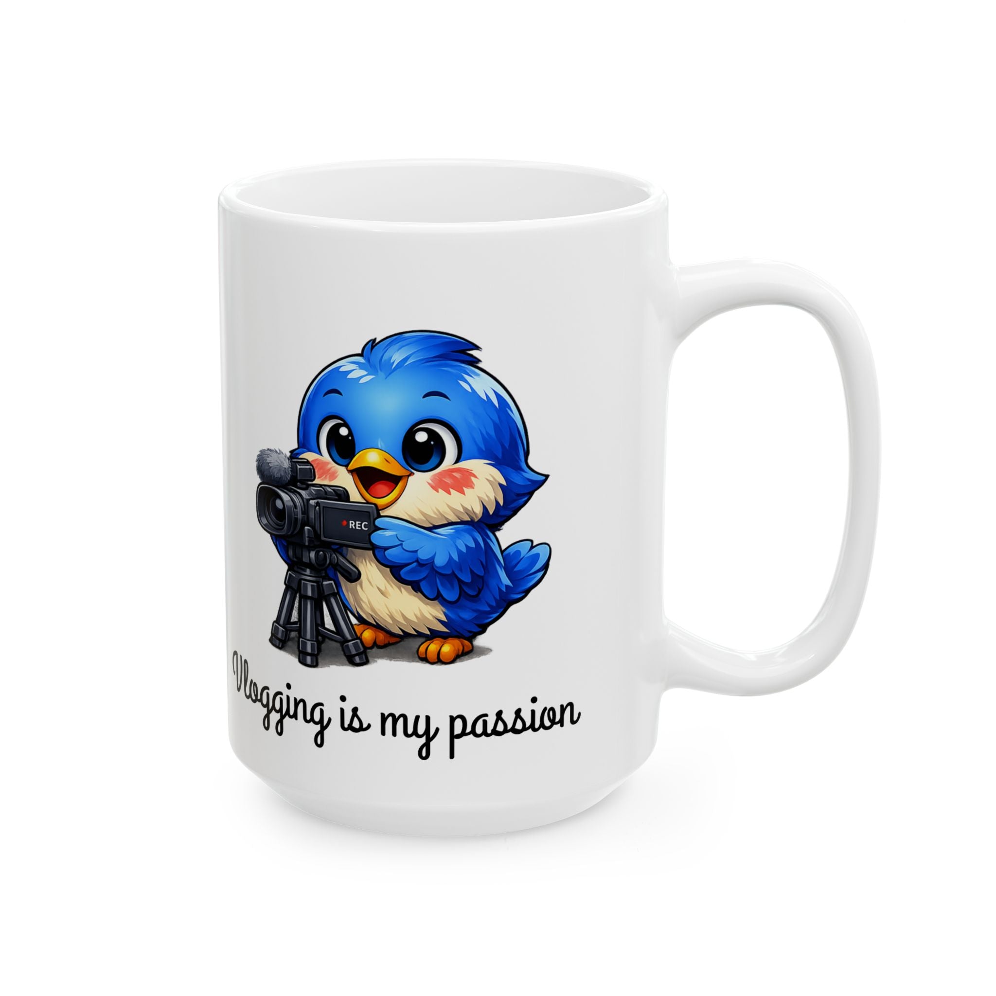 Vlogging Bluebird Mug – Cute Creator Coffee Mug for Content Makers & Influencers