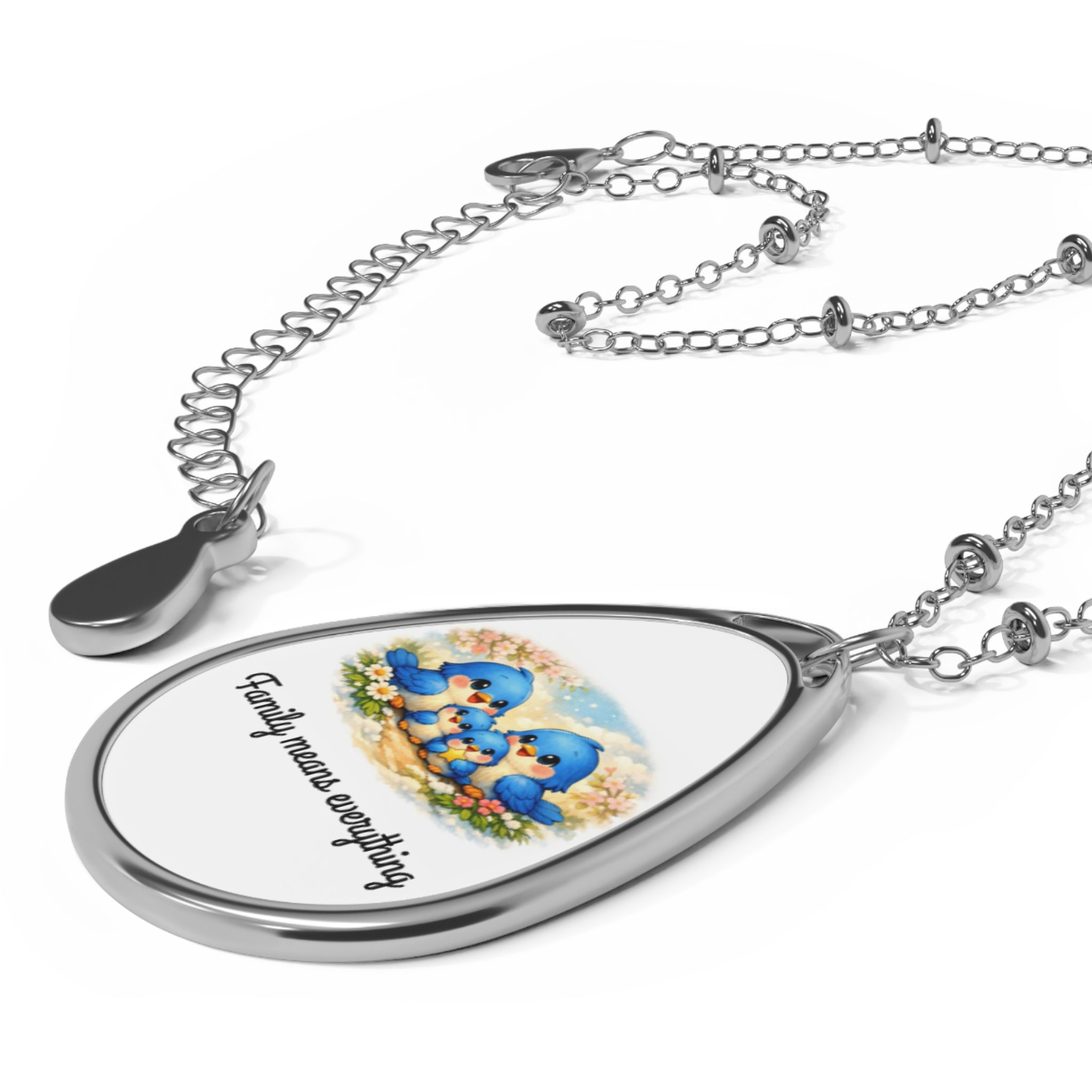 “Family Bluebirds Teardrop Necklace – Meaningful Gift for Moms, Grandmas & Bird Lovers”