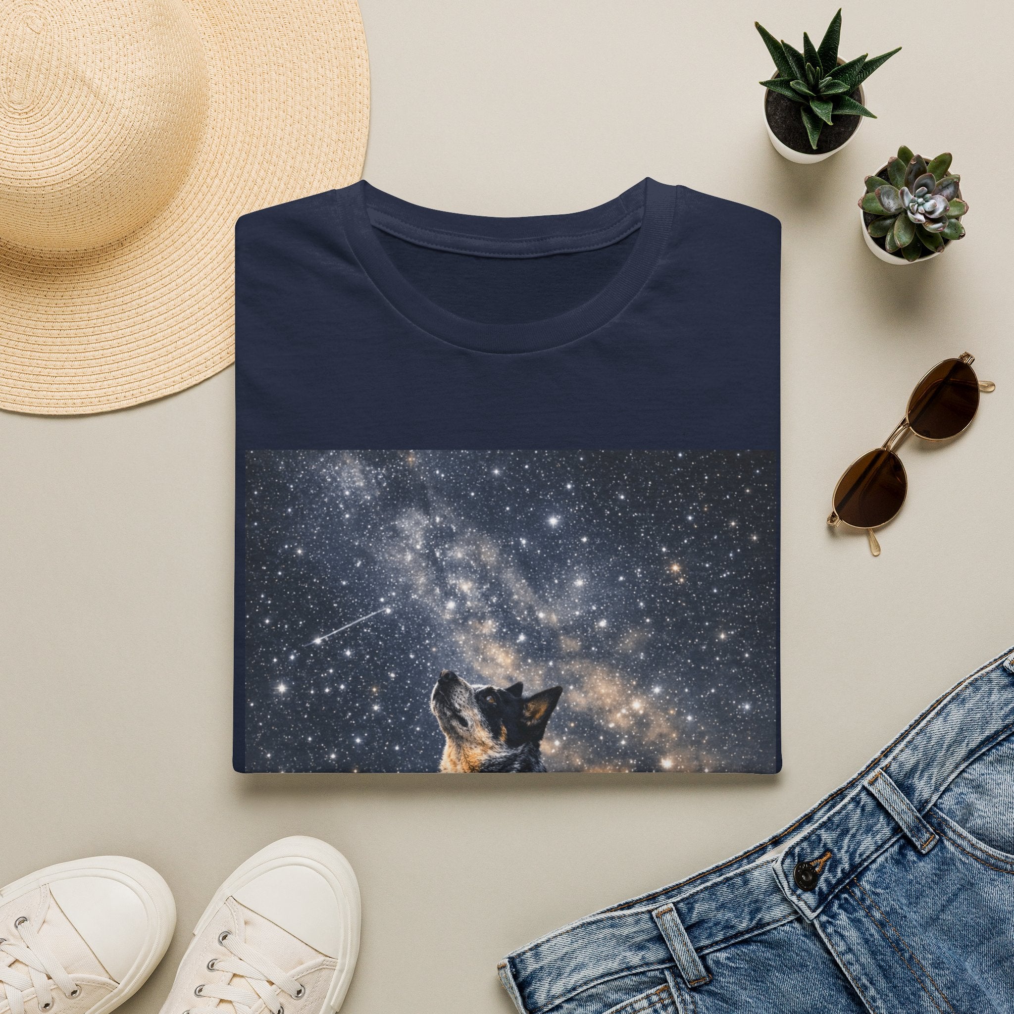 Stargazer Blue Heeler Cattle Dog T-Shirt — Celestial Night Sky Graphic Tee