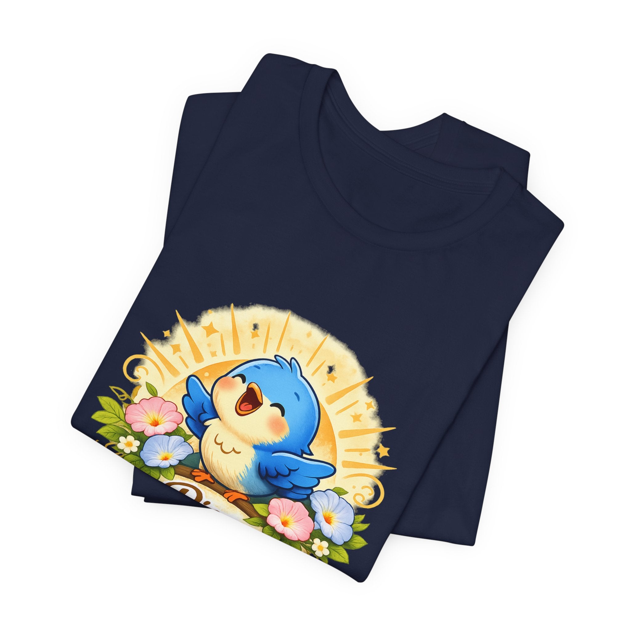 Rise & Shine Bluebird Tee — Cute Morning Birds Graphic T-Shirt