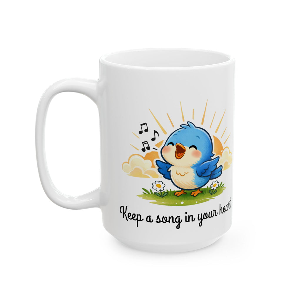 Singing Bluebird Mug – Inspirational Music Lover Gift – ‘Keep a Song in Your Heart’