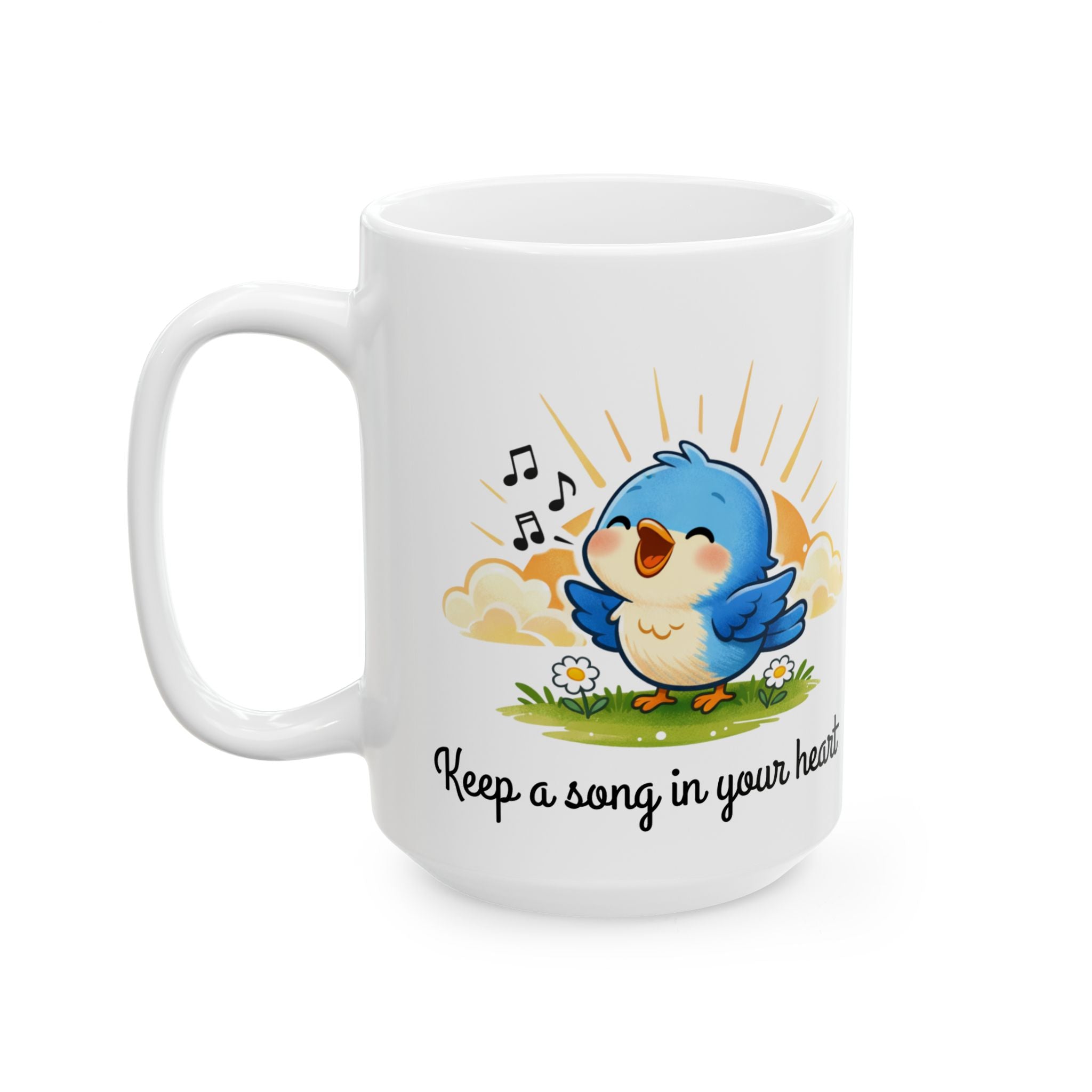 Singing Bluebird Mug – Inspirational Music Lover Gift – ‘Keep a Song in Your Heart’