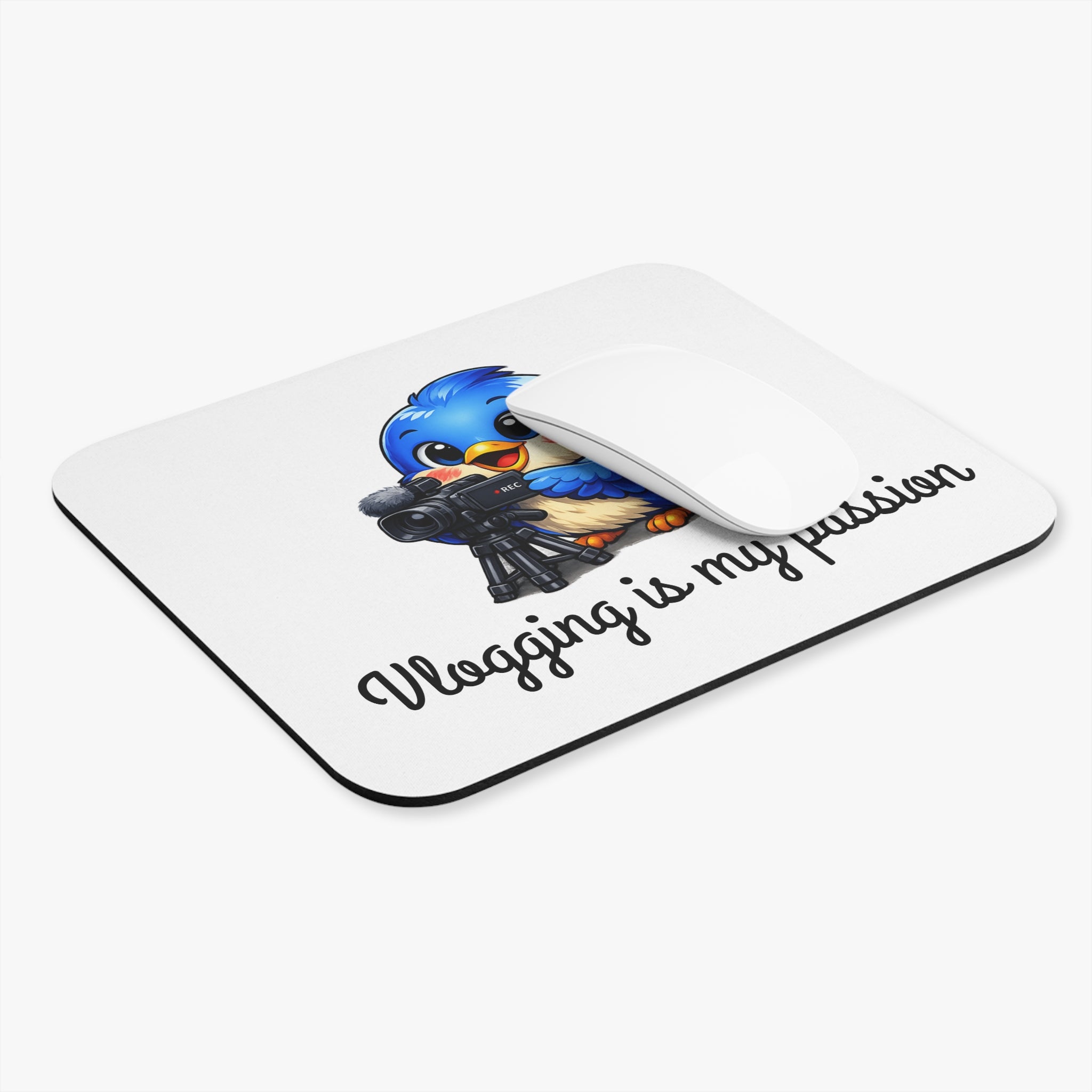 Vlogging Bluebird Mouse Pad – Cute Creator Desk Mat for Content Makers & Influencers