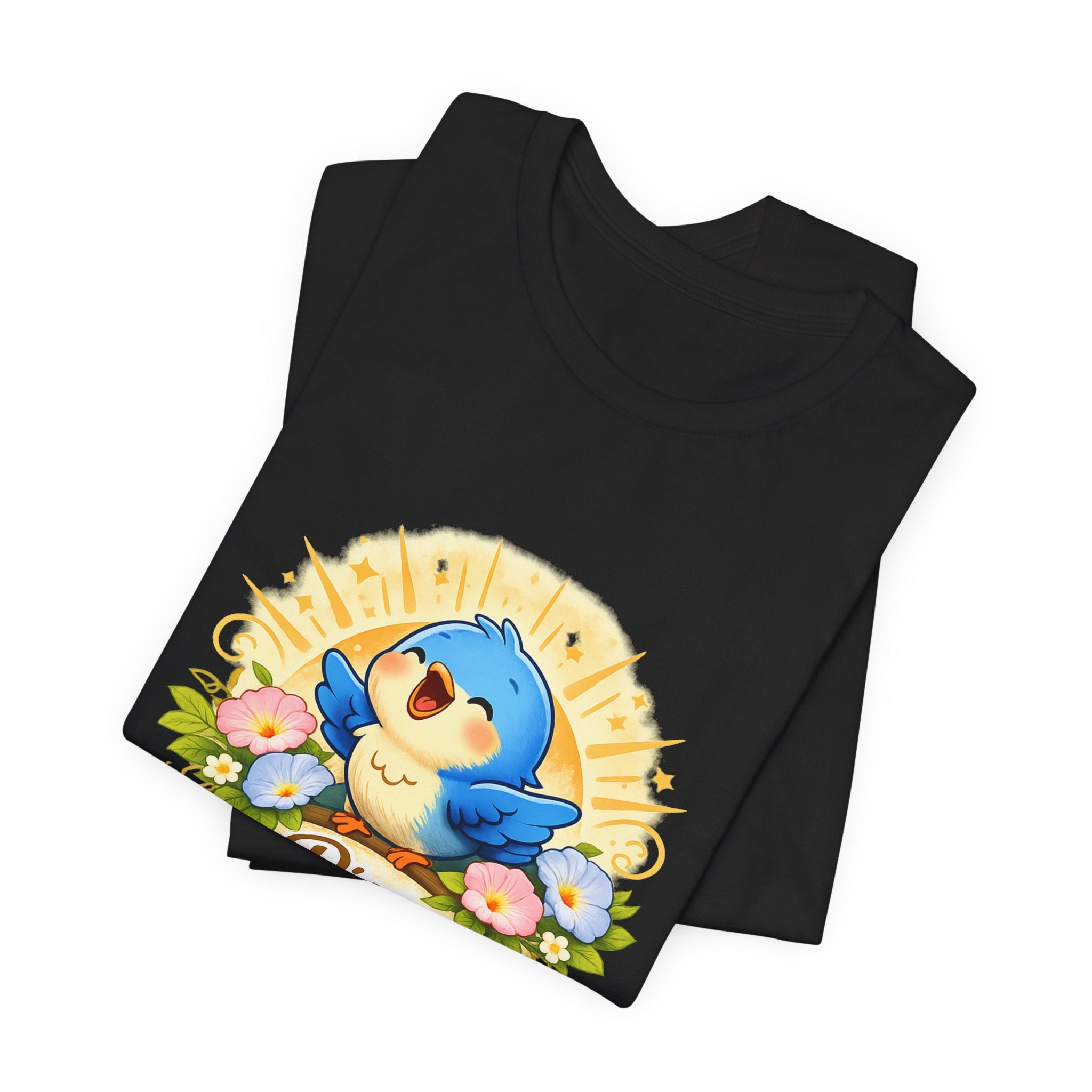 Rise & Shine Bluebird Tee — Cute Morning Birds Graphic T-Shirt