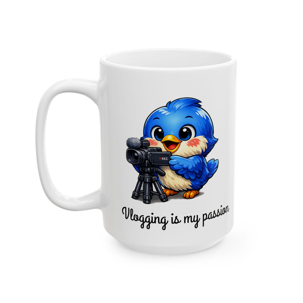 Vlogging Bluebird Mug – Cute Creator Coffee Mug for Content Makers & Influencers