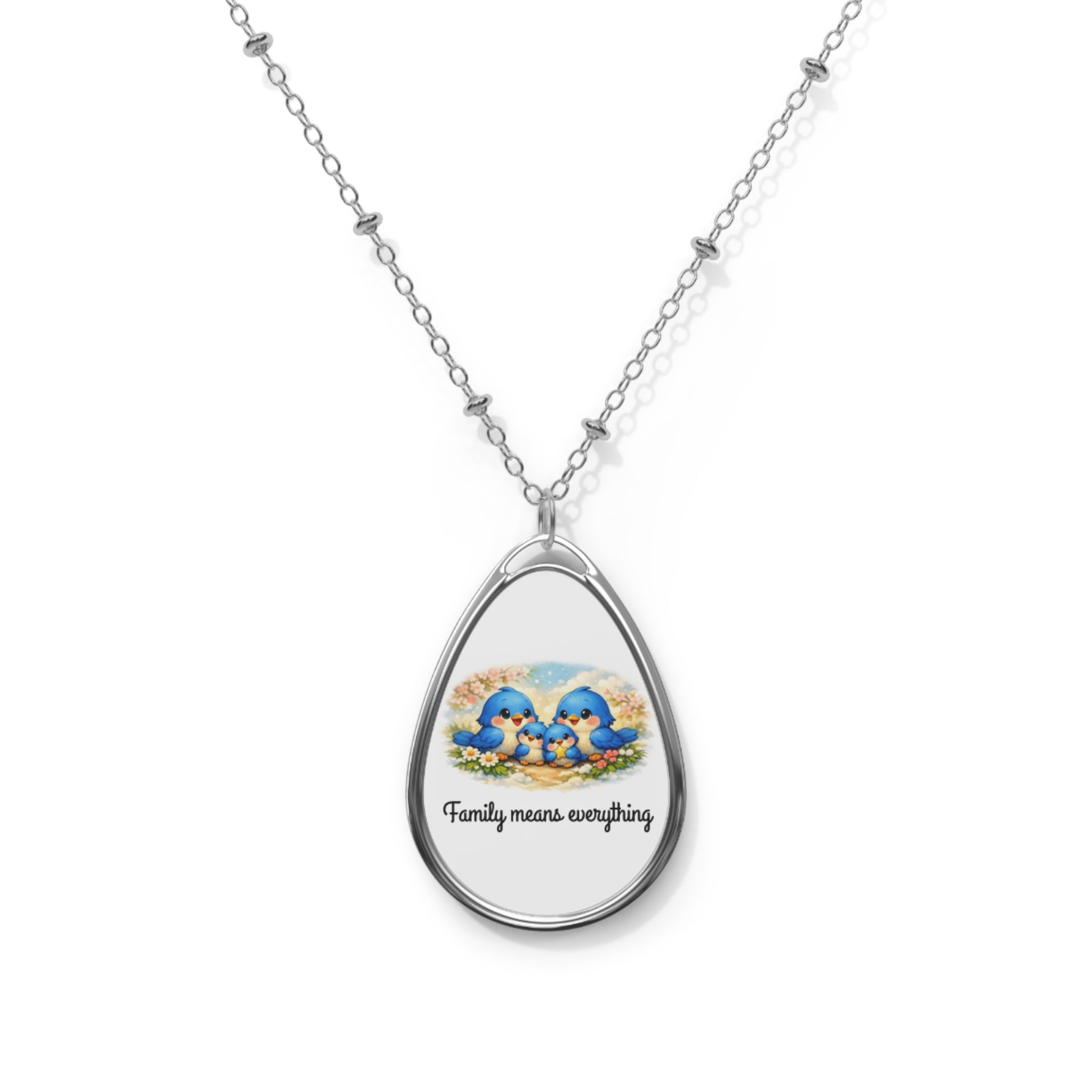 “Family Bluebirds Teardrop Necklace – Meaningful Gift for Moms, Grandmas & Bird Lovers”