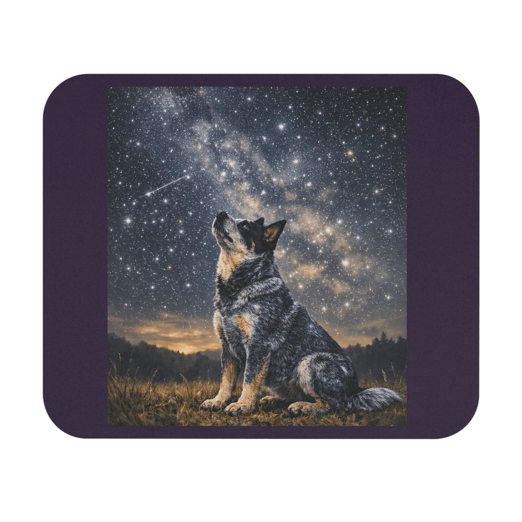 Stargazer Blue Heeler Dog Mouse Pad — Celestial Night Desk Mat for Animal Lovers