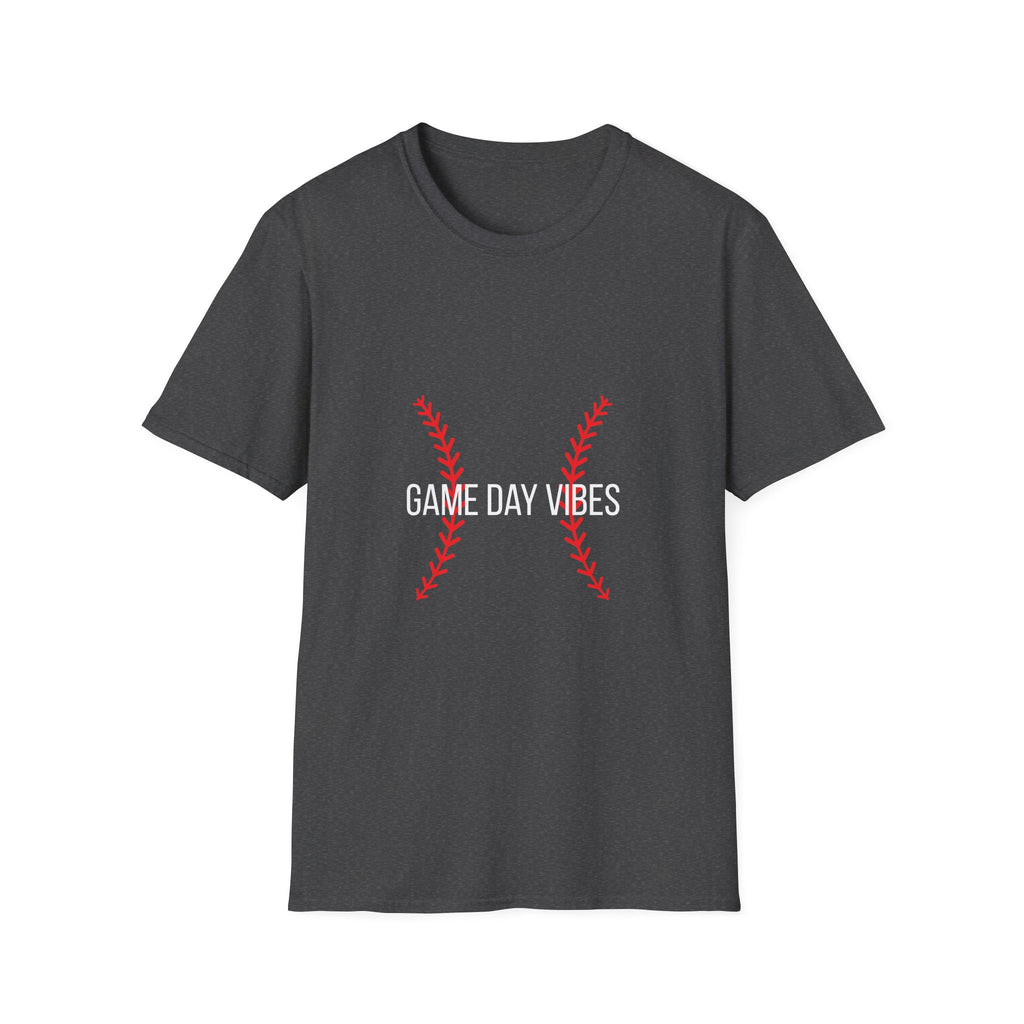 Baseball Stitch Tee — Minimal Red Stitch Design T-Shirt