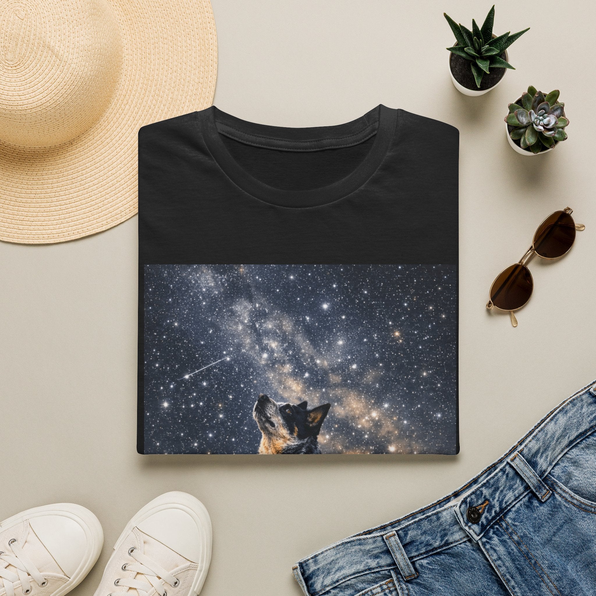 Stargazer Blue Heeler Cattle Dog T-Shirt — Celestial Night Sky Graphic Tee
