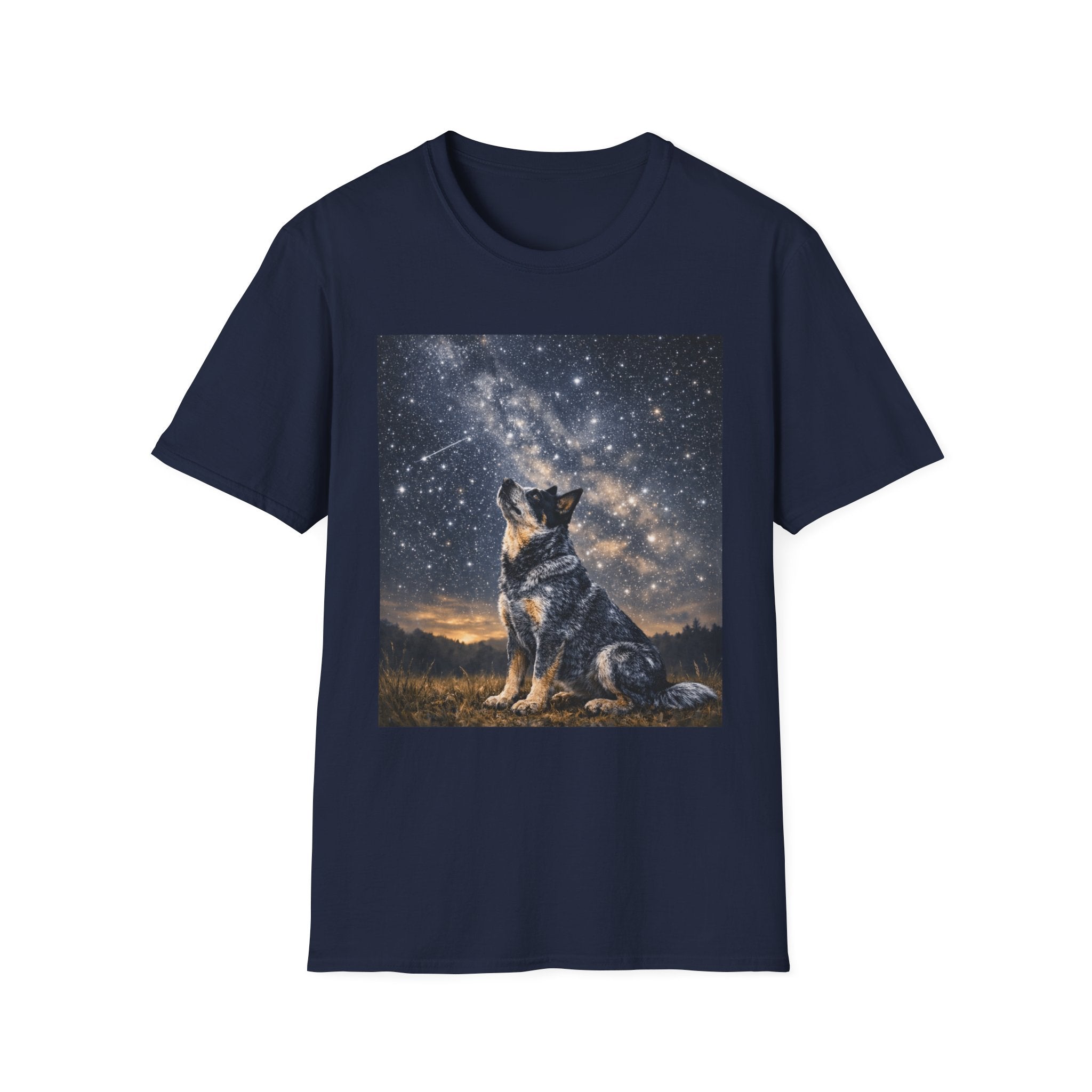 Stargazer Blue Heeler Cattle Dog T-Shirt — Celestial Night Sky Graphic Tee