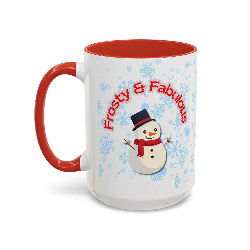 Frosty & Fabulous Christmas Mug – Snowman Winter Coffee Cup, Holiday Hot Cocoa Mug, Cute Snowflakes Design