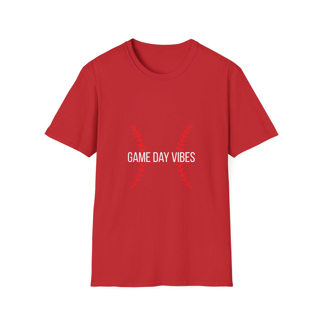 Baseball Stitch Tee — Minimal Red Stitch Design T-Shirt