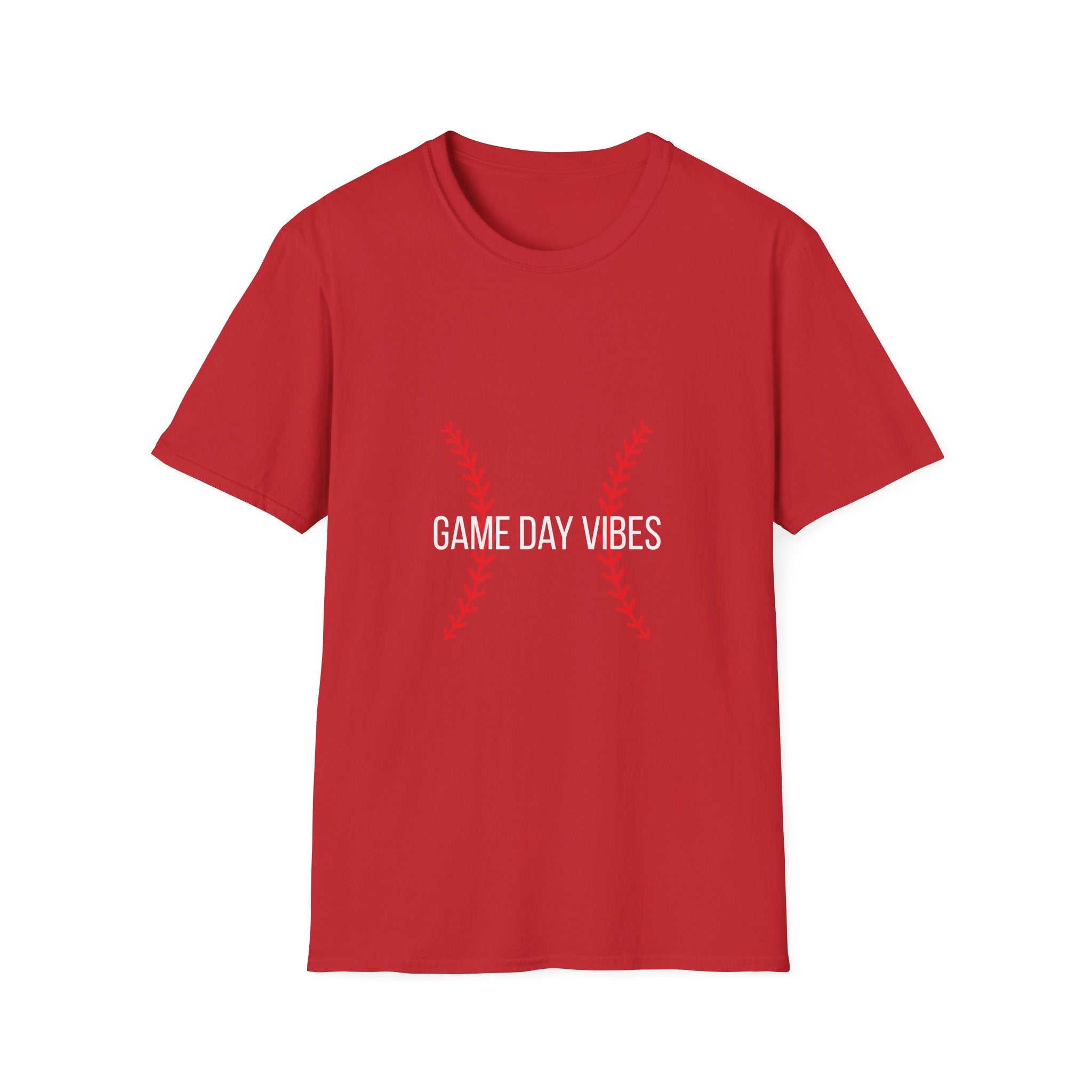 Baseball Stitch Tee — Minimal Red Stitch Design T-Shirt