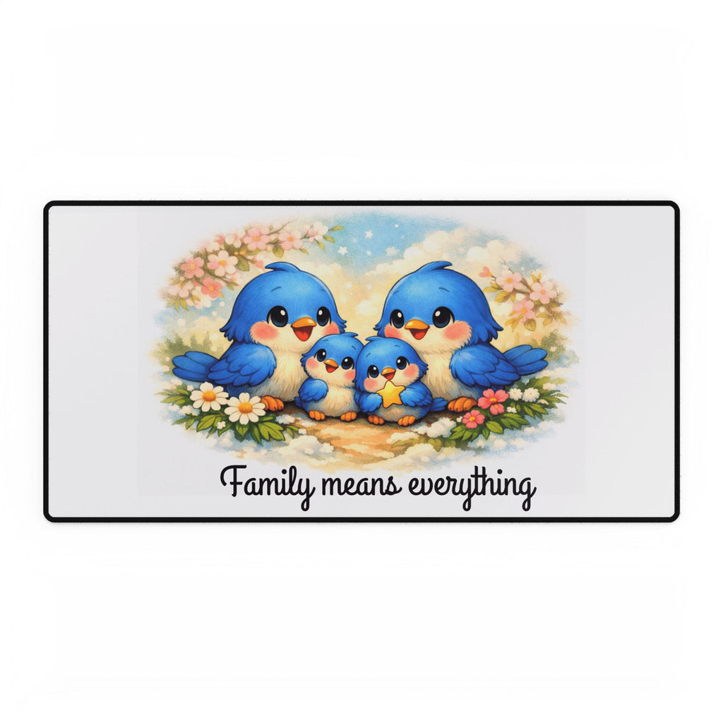 Family Bluebirds Desk Mat – Sentimental Office Décor for Moms, Grandmas & Nature Lovers