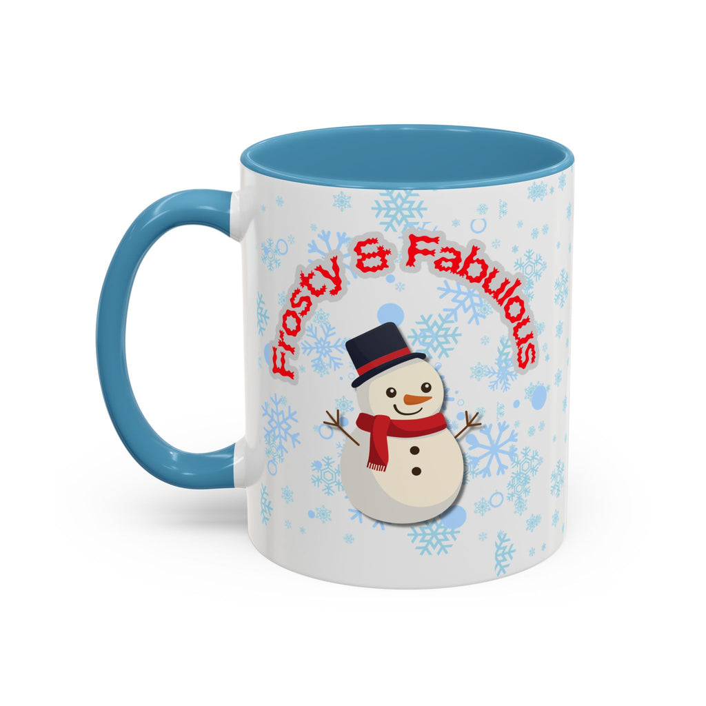 Frosty & Fabulous Christmas Mug – Snowman Winter Coffee Cup, Holiday Hot Cocoa Mug, Cute Snowflakes Design