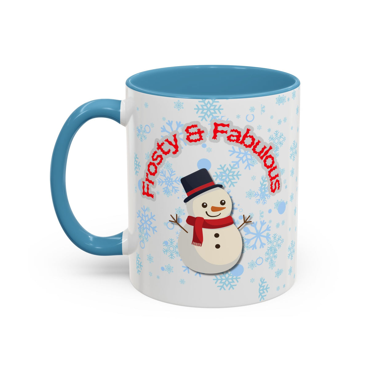 Frosty & Fabulous Christmas Mug – Snowman Winter Coffee Cup, Holiday Hot Cocoa Mug, Cute Snowflakes Design