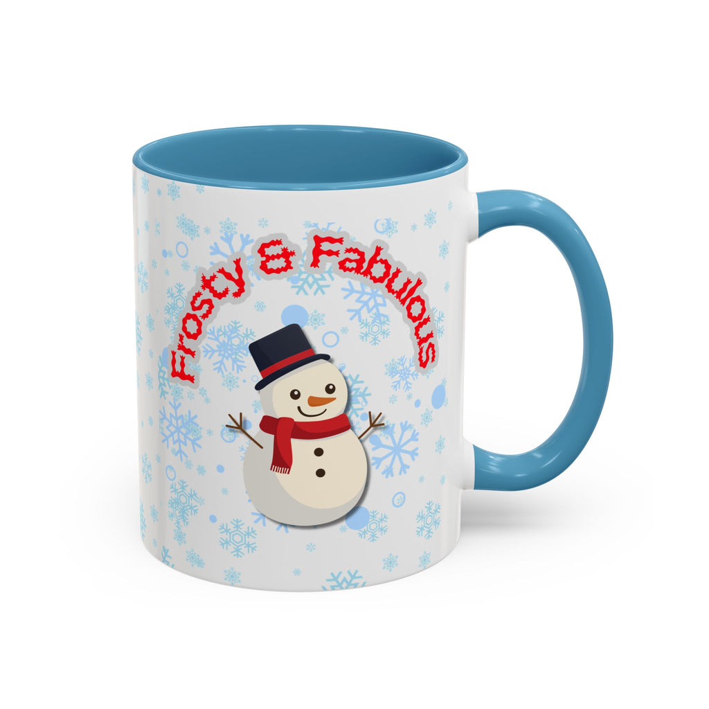 Frosty & Fabulous Christmas Mug – Snowman Winter Coffee Cup, Holiday Hot Cocoa Mug, Cute Snowflakes Design