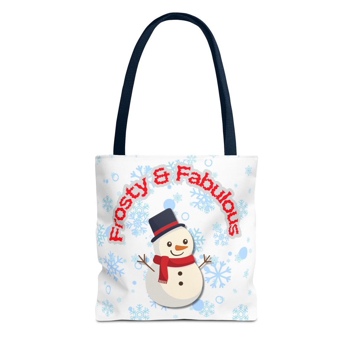 Frosty & Fabulous Christmas Tote Bag – Snowman & Snowflakes Winter Canvas Bag