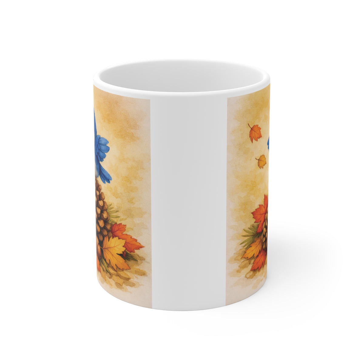 Bluebird on Pinecones Mug – Cozy Woodland Watercolor Coffee Cup