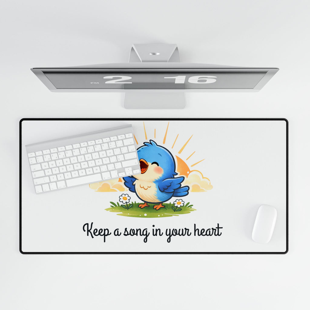 Singing Bluebird Desk Mat – Inspirational Music Lover Desk Mat – ‘Keep a Song in Your Heart’