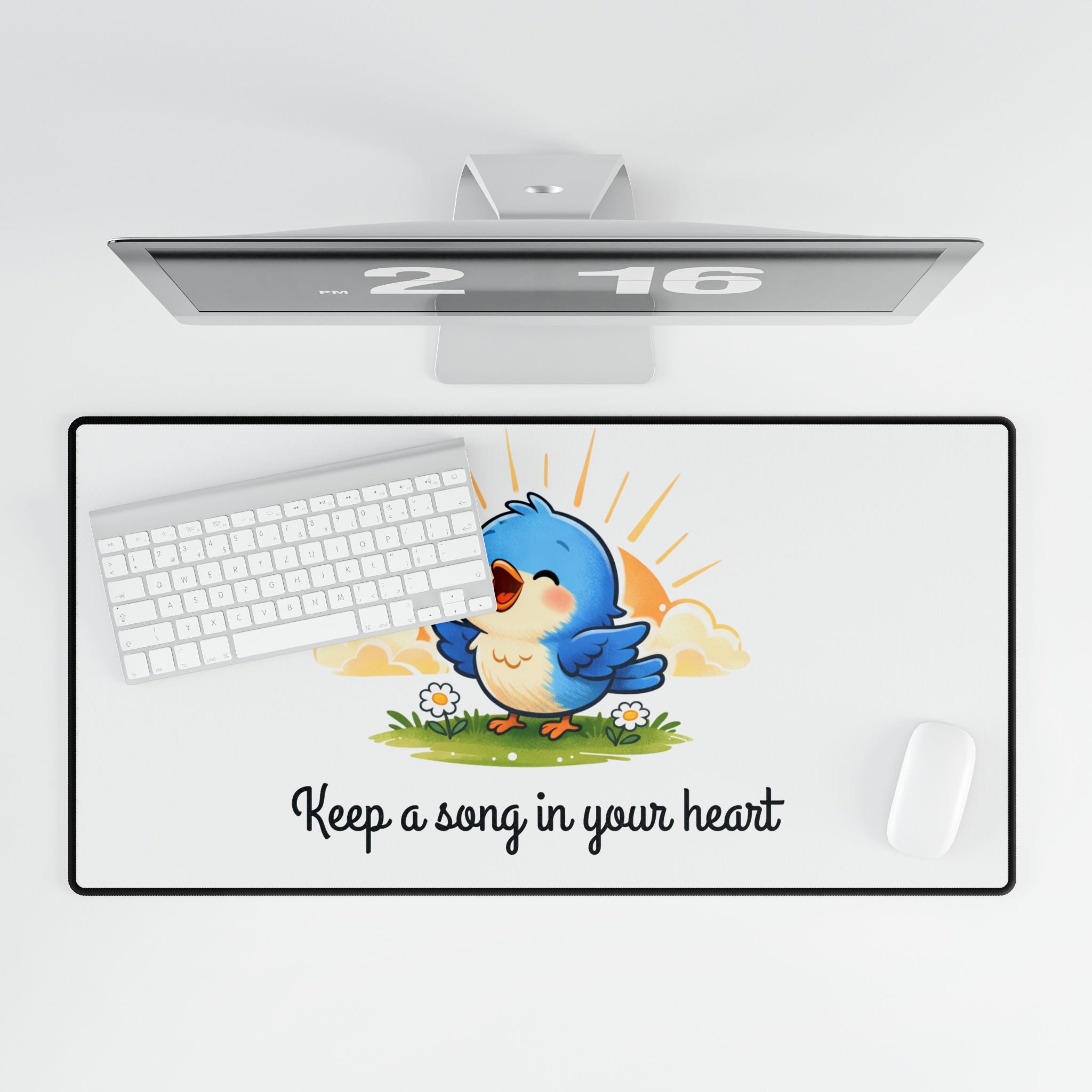Singing Bluebird Desk Mat – Inspirational Music Lover Desk Mat – ‘Keep a Song in Your Heart’