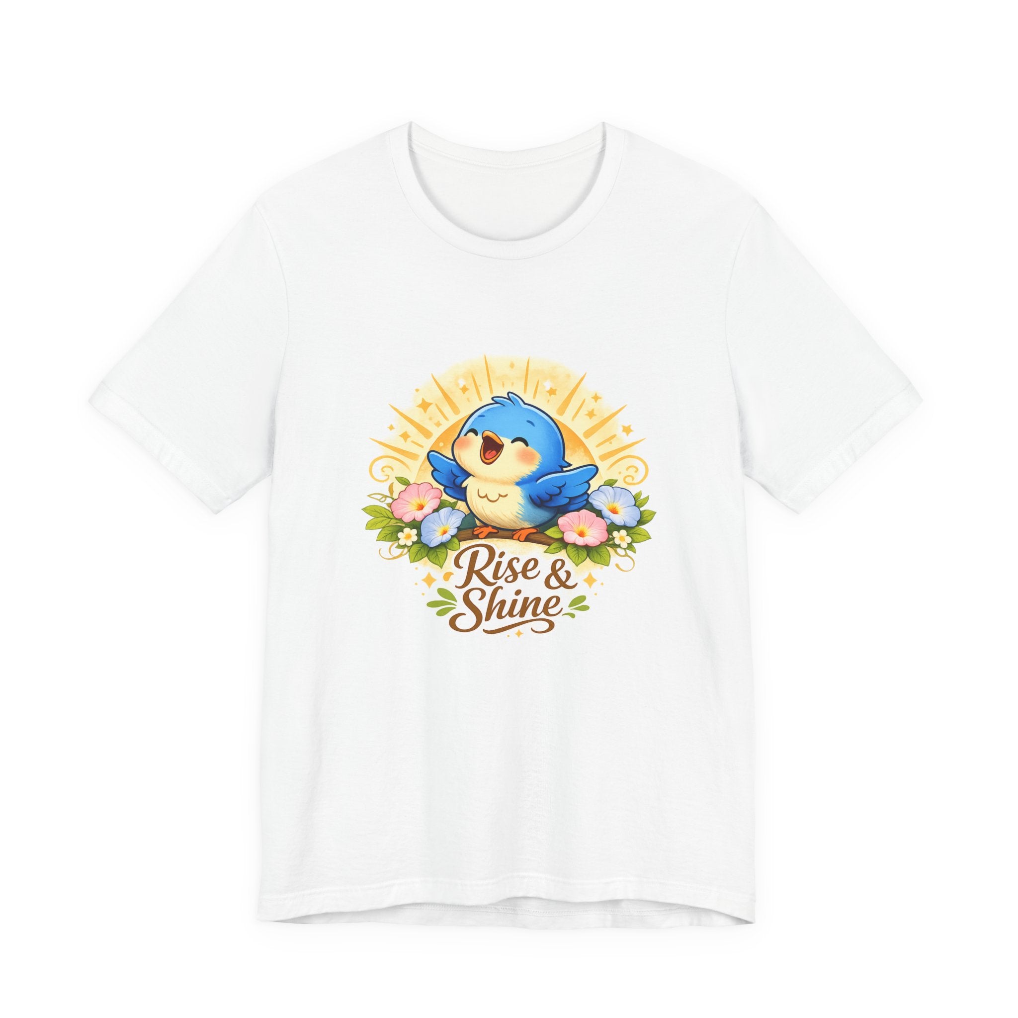 Rise & Shine Bluebird Tee — Cute Morning Birds Graphic T-Shirt