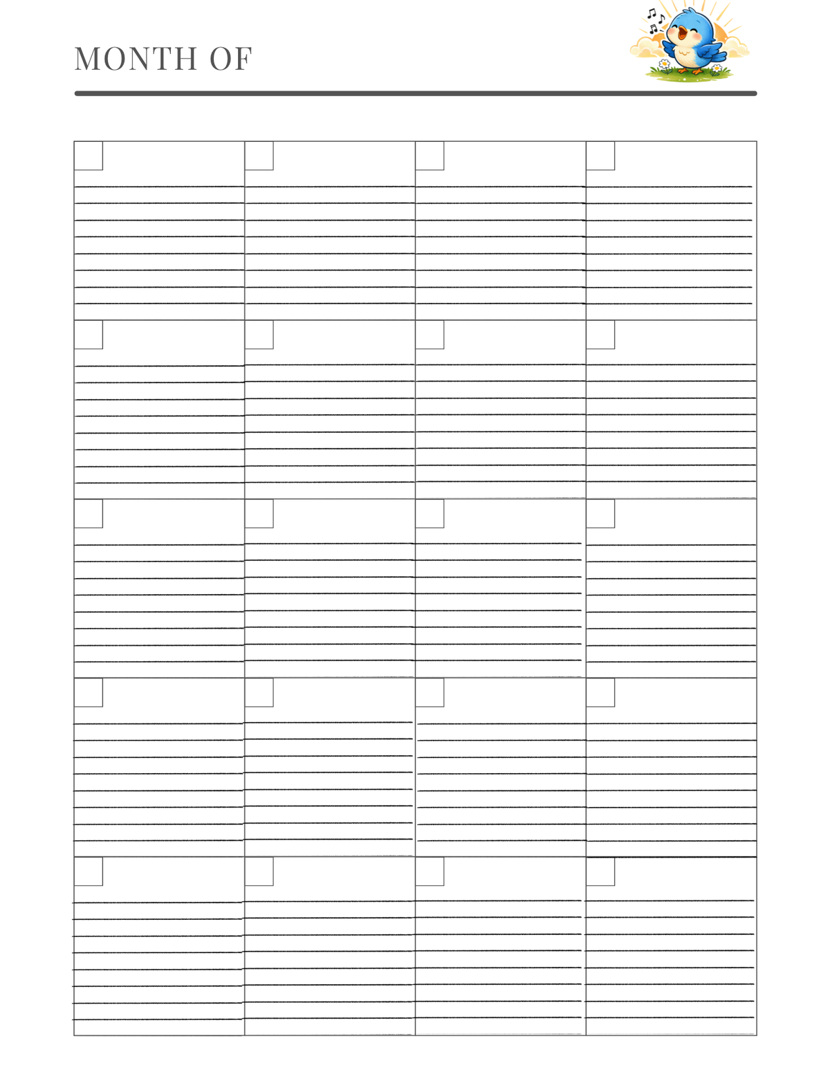 Monthly Planner Page