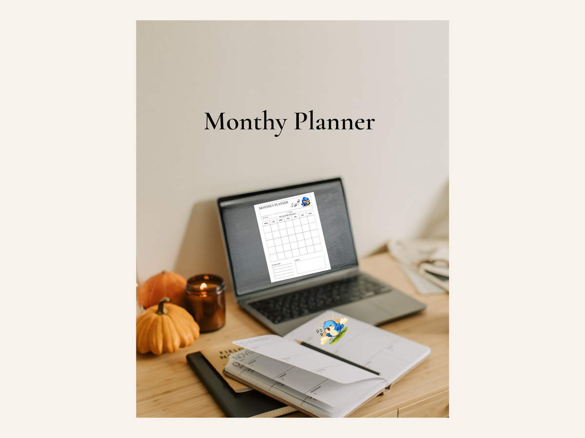 Monthly Planner Printable – One Page Overview (Digital Download)