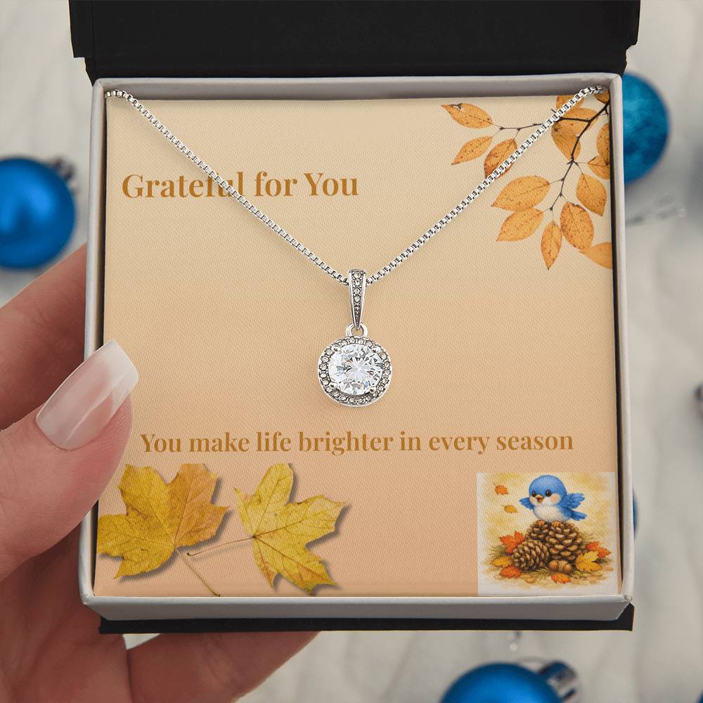 Eternal Hope Necklace – “Grateful for You” Fall Leaves Message Card | Thanksgiving Gift for Her