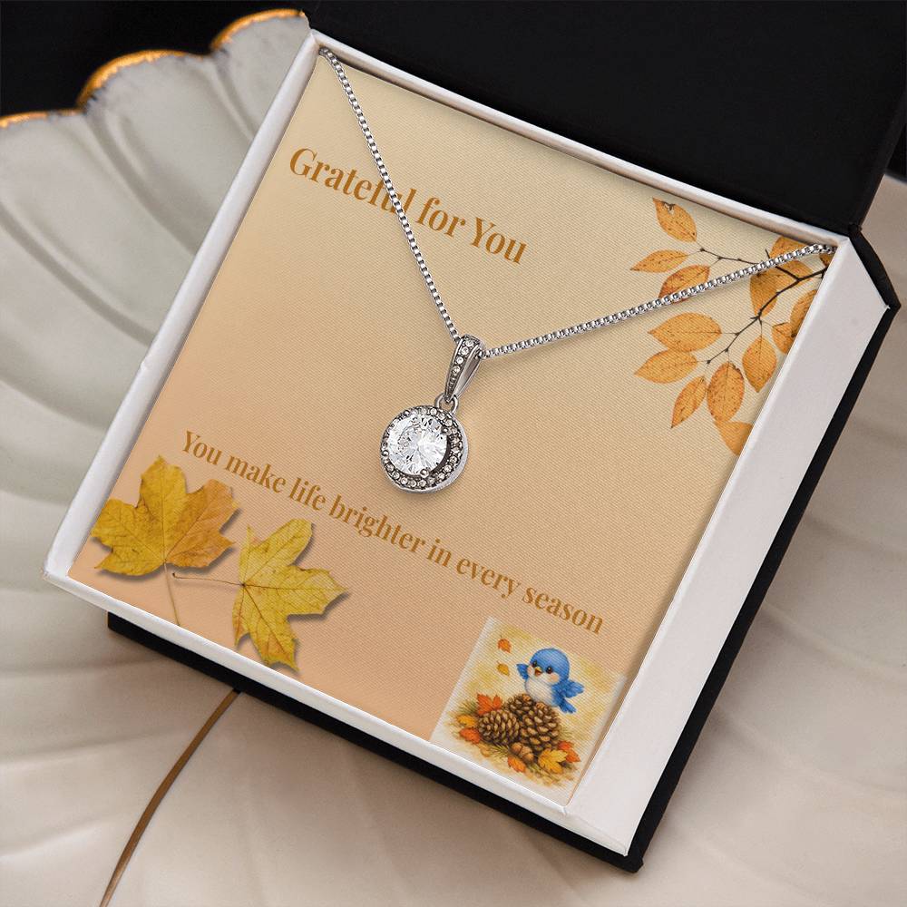 Eternal Hope Necklace – “Grateful for You” Fall Leaves Message Card | Thanksgiving Gift for Her
