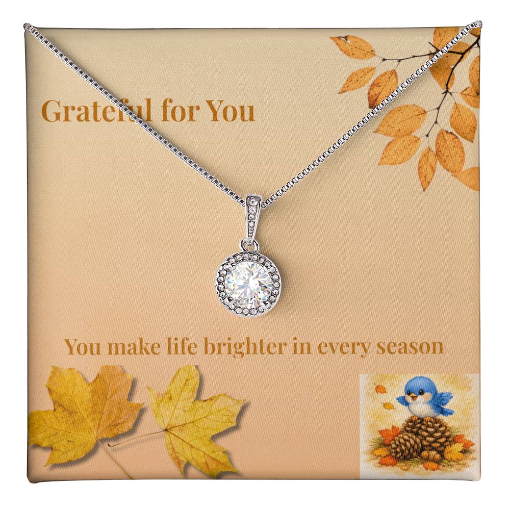 Eternal Hope Necklace – “Grateful for You” Fall Leaves Message Card | Thanksgiving Gift for Her
