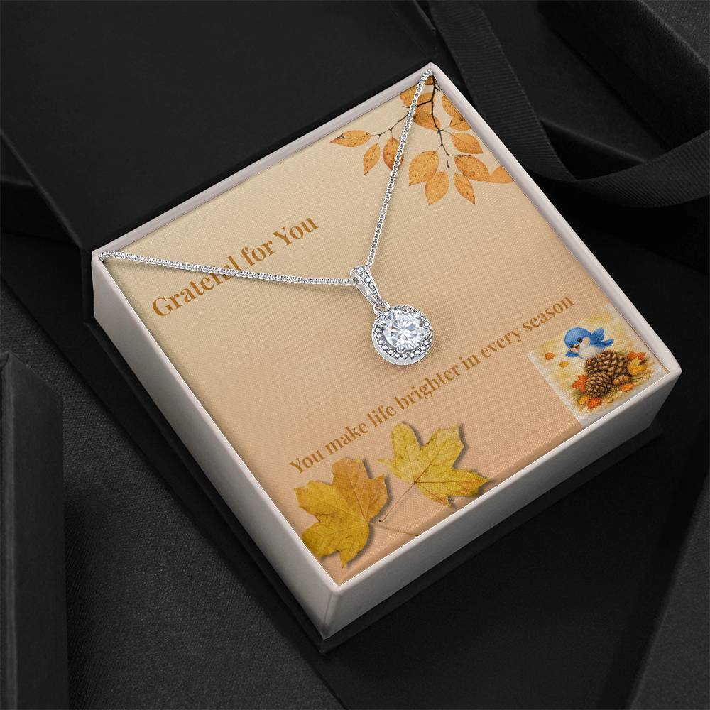 Eternal Hope Necklace – “Grateful for You” Fall Leaves Message Card | Thanksgiving Gift for Her