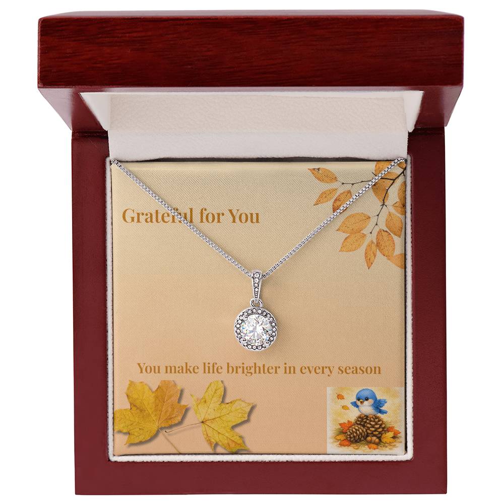 Eternal Hope Necklace – “Grateful for You” Fall Leaves Message Card | Thanksgiving Gift for Her