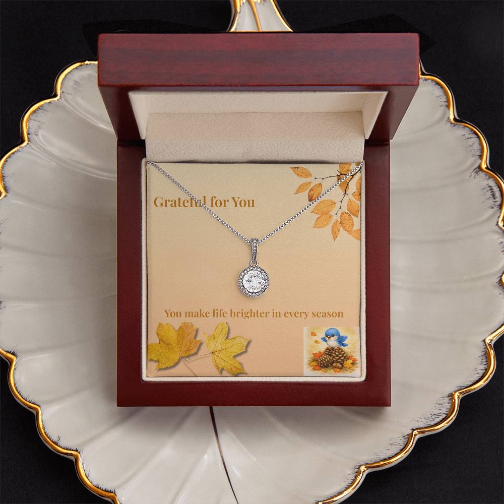 Eternal Hope Necklace – “Grateful for You” Fall Leaves Message Card | Thanksgiving Gift for Her