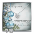 Christmas Love Knot Necklace & Earring Set — Cousin Message Card Gift  Short, clean, and premium.