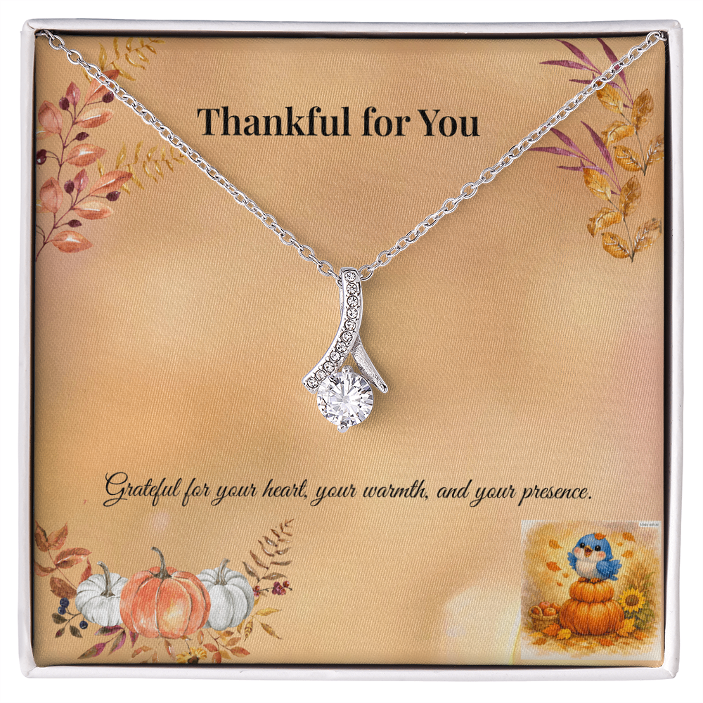 Alluring Beauty Necklace – “Thankful for You” Fall Pumpkin Message Card | Thanksgiving Gift for Her
