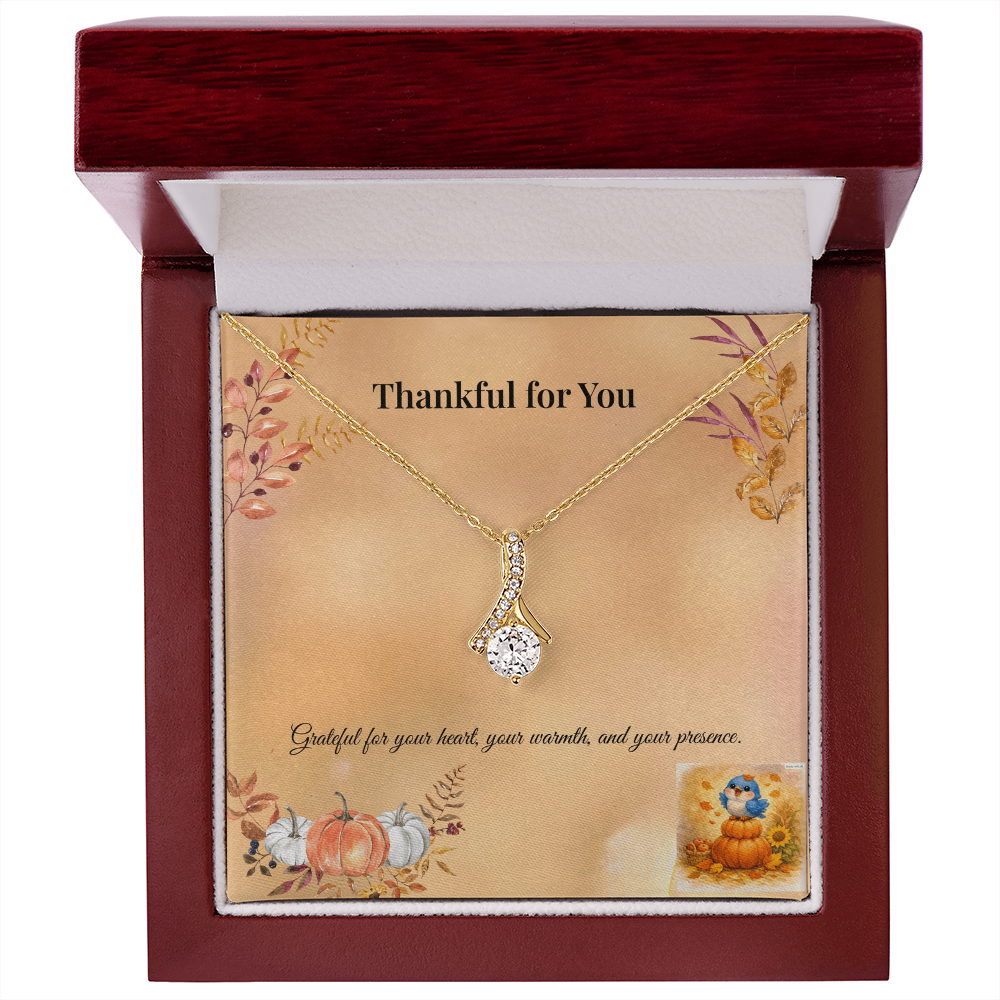 Alluring Beauty Necklace – “Thankful for You” Fall Pumpkin Message Card | Thanksgiving Gift for Her